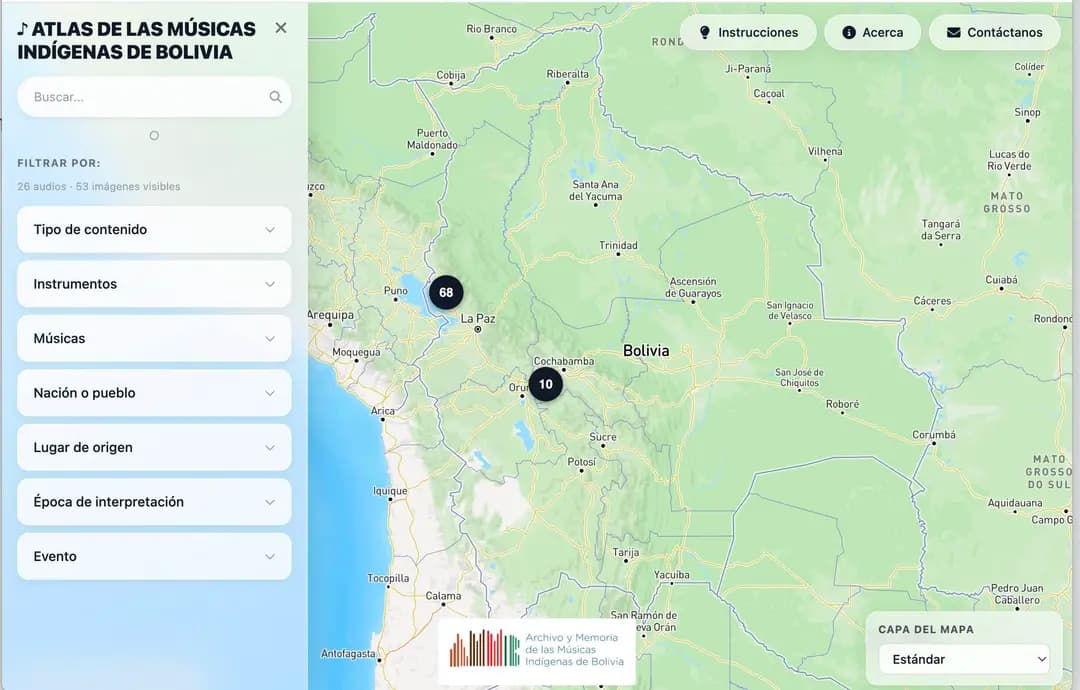 Captura 1 de Atlas de las Músicas Indígenas de Bolivia