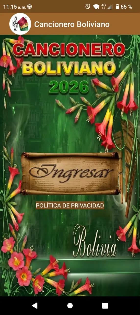 Captura 1 de Cancionero Boliviano