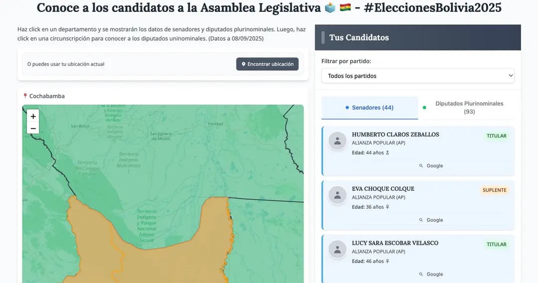 Captura 1 de Candidatos Bolivia 2025