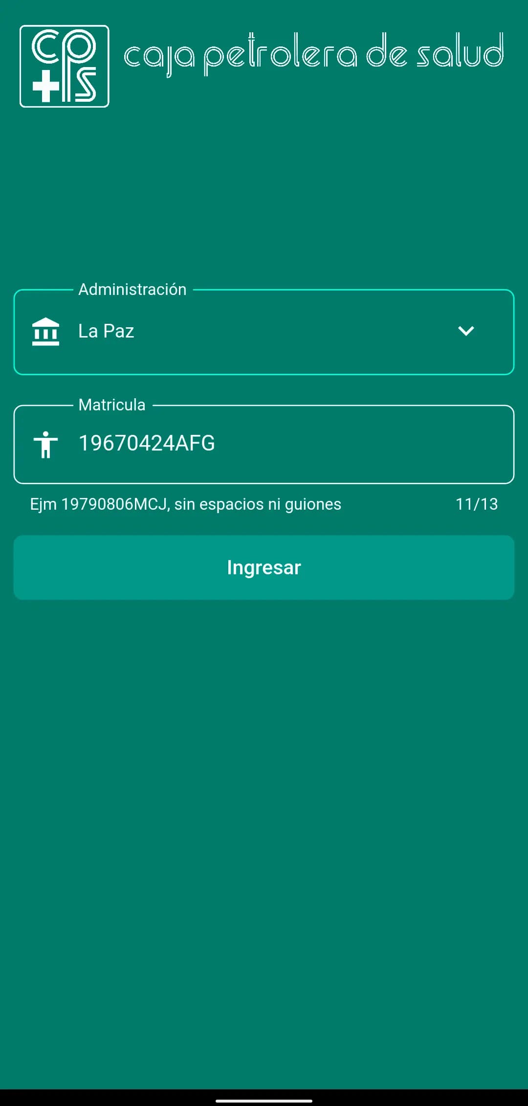 Captura 1 de CPS App (Caja Petrolera de Salud)