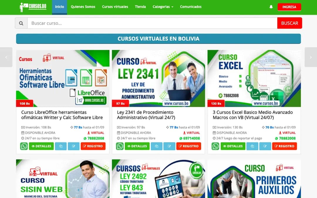 Captura 1 de Cursos.bo