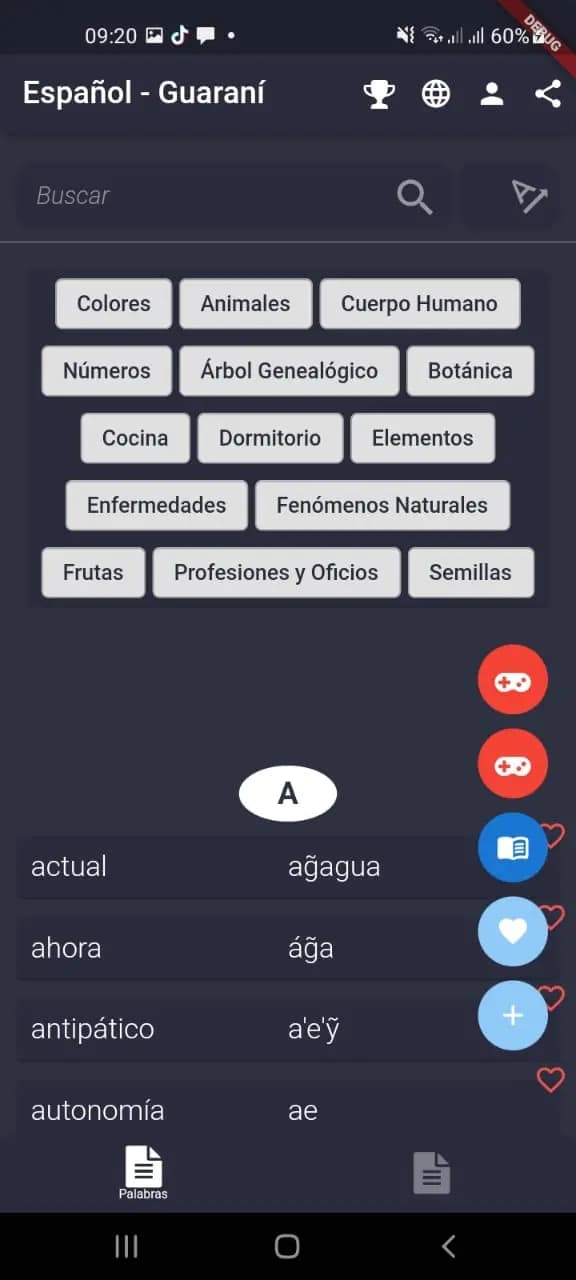 Captura 1 de Diccionario Guaraní