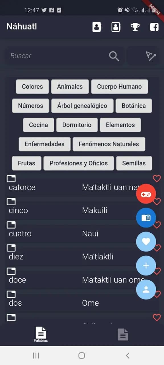 Captura 1 de Diccionario Nahuatl