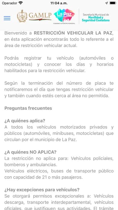 Captura 1 de Restricción Vehicular La Paz