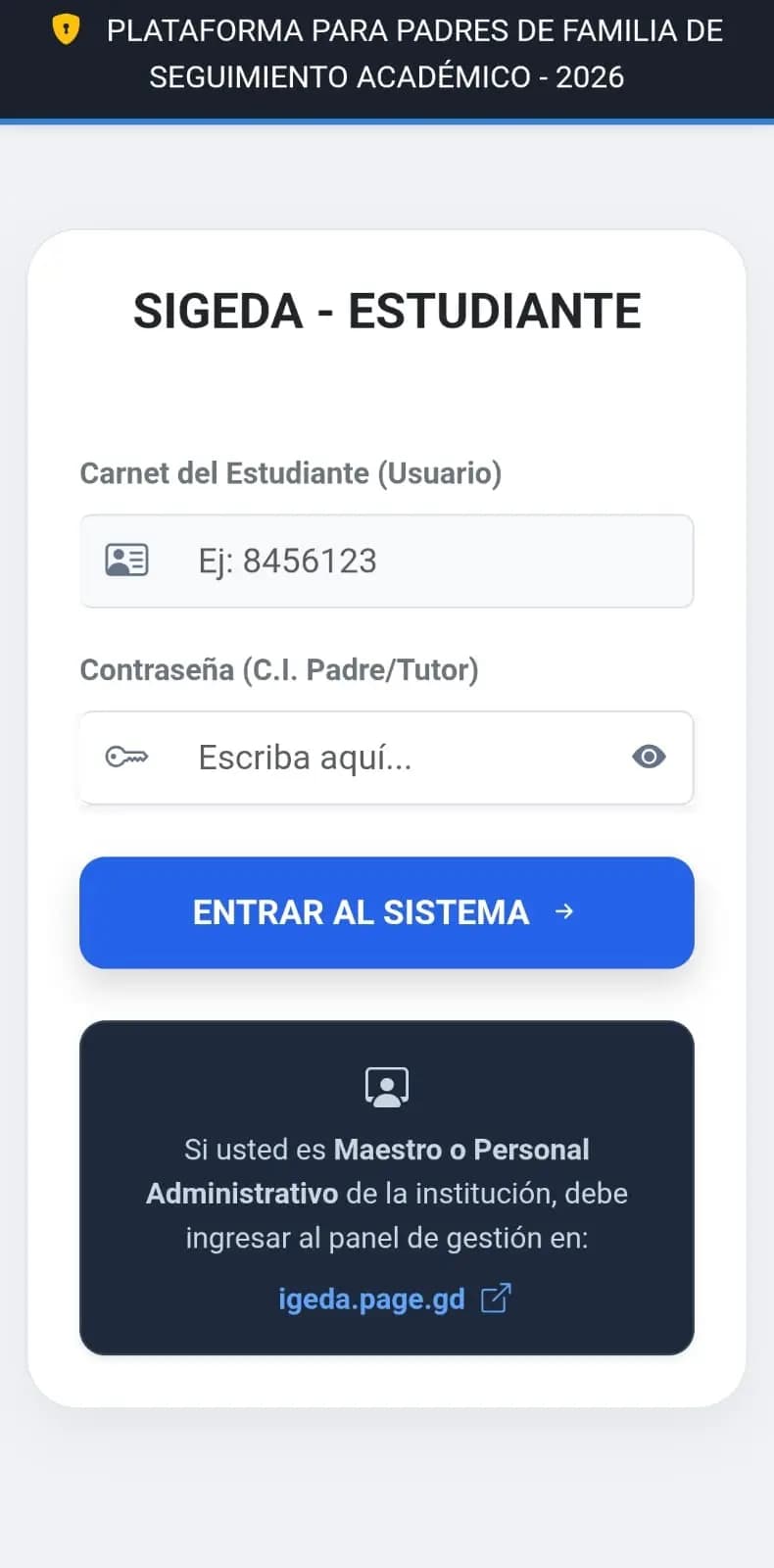 Captura 1 de SIGEDA ESTUDIANTE
