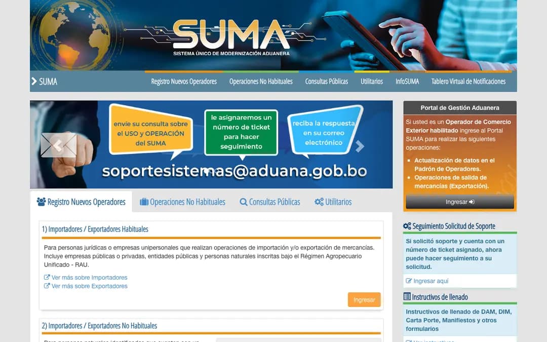 Captura 1 de SUMA (Modernización Aduanera)