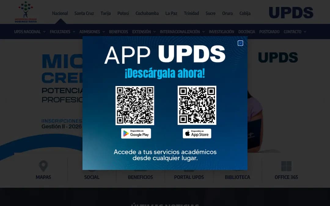 Captura 1 de UPDS (App institucional)