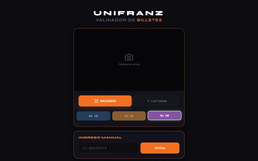 Captura 1 de Validador de Billetes Unifranz